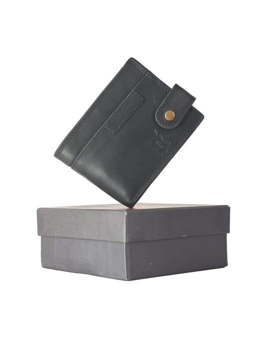 Kas Black Leather Wallet For Men
