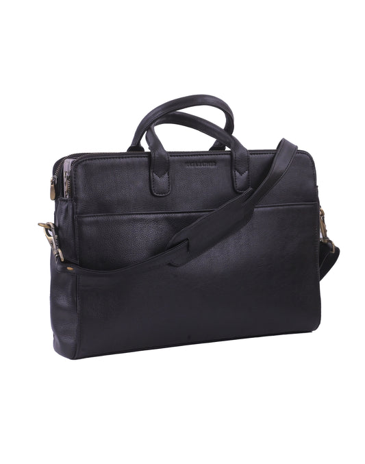 Kas Black Leather Laptop Bag