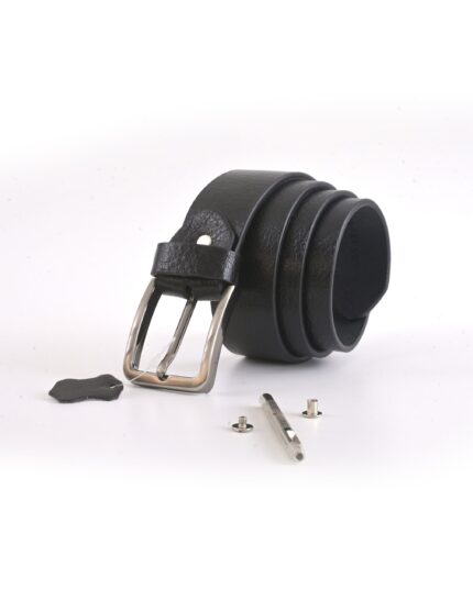 Kas Black Leather Belt For Men