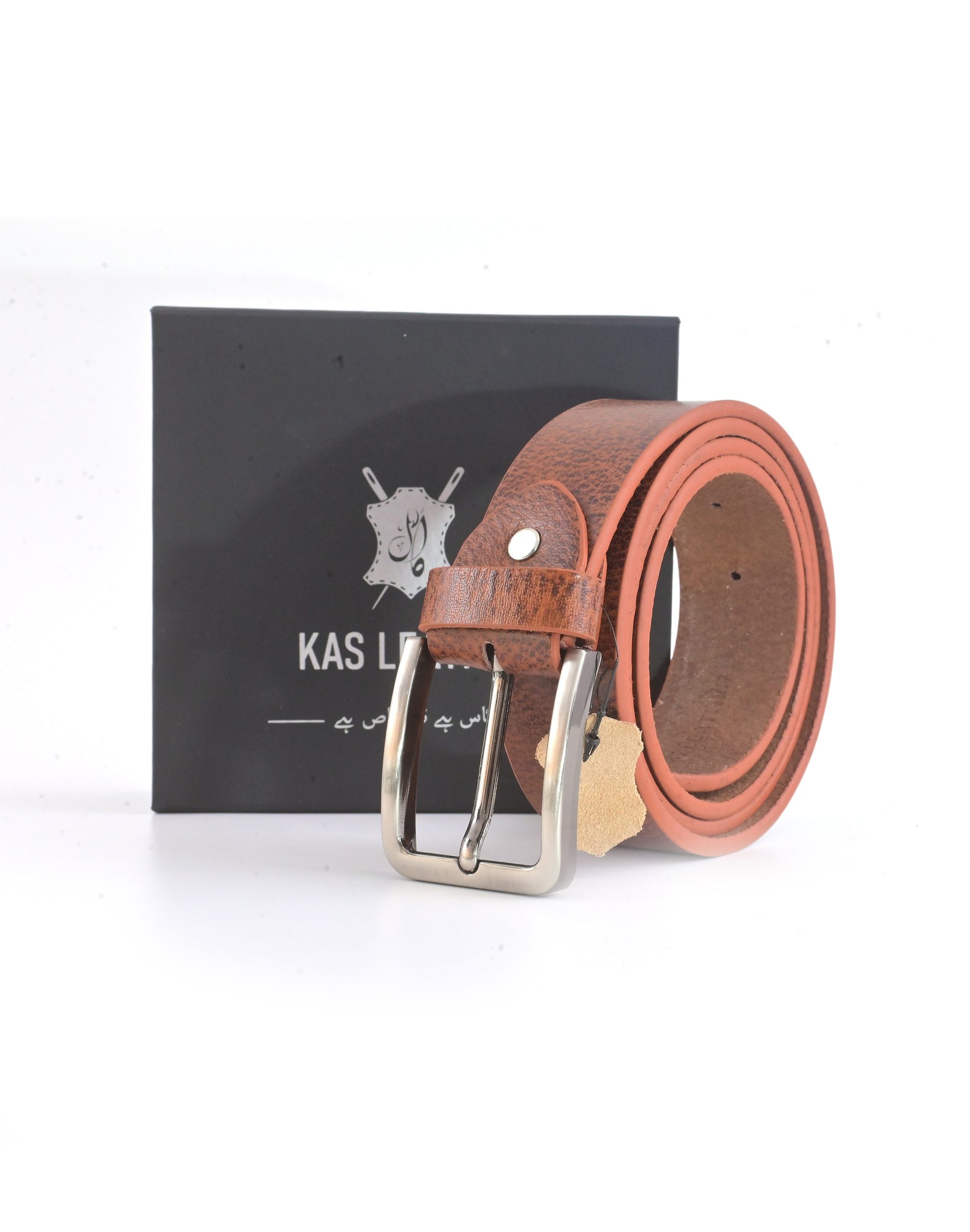 Untitled-1_3e70bcc5-10b1-4ac4-98f1-cb0f94224fdb-1.jpg Kas Brown Leather Belt For Men - Image 1
