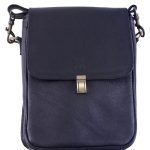 Kas Black Leather Crass Body Bag For Men