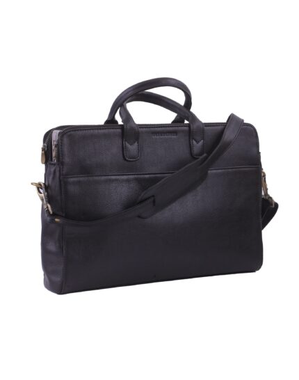 Kas Black Leather Laptop Bag